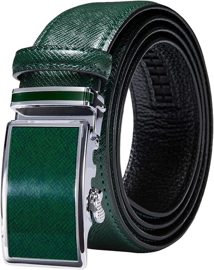 Barry.Wang Mens Belts Leather Ratchet Automatic Buckle Slide Click 1 3/8" Designer Dress Fashion Classic Casual Work Business