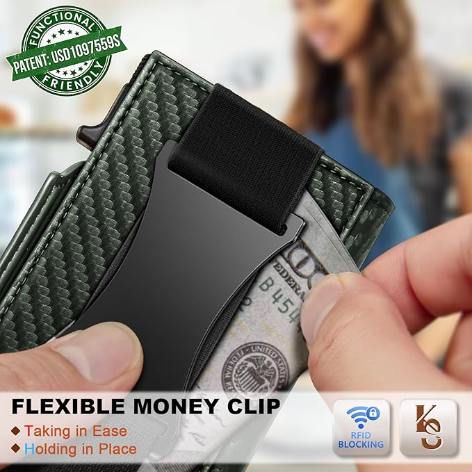 KEMISANT Airtag Wallet Men Gift,Mens Slim Front Pocket Wallet Money Clip Standard or Apple Airtag Use 3.8"×2.8"×0.9"