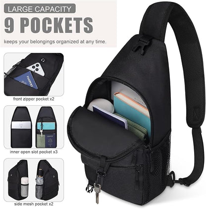 Pritent Crossbody Bags for Women Men Trendy Sling Bag Backpack Casual Chest Bag with Convertible Shoulder Strap