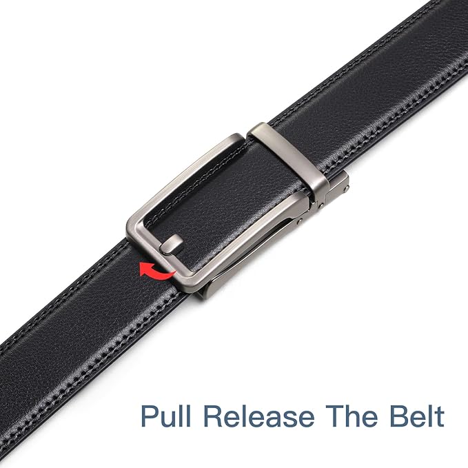 SENDEFN Men's Leather Dress Casual Belt 1 3/8" Automatic Adjustable Click Buckle Belts with Gift Box