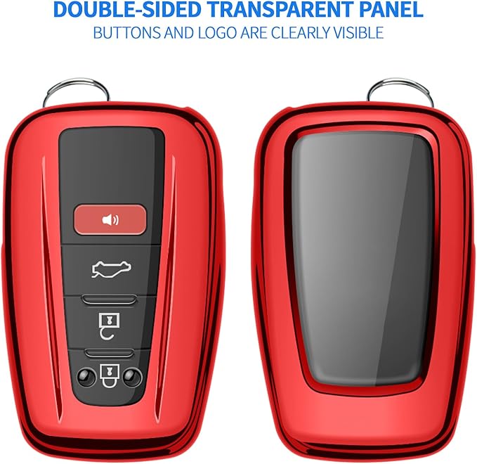 Autophone for Toyota Key Fob Cover with Keychain Soft TPU Key Shell Case,For 2019-2026 Rav4 2020-2022 Highlander Corolla Prius 2018-2024 Camry C-HR Avalon GT86 2021-2024 4runner (Red)