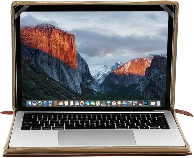 MOSISO Laptop Sleeve Case Compatible with MacBook Air 13 inch M4 A3240 M3 A3113 M2 A2681 M1 A2337 A2179 A1932 2025-2018/Pro 13 inch M2 M1 2025-2016, PU Leather Vintage Portfolio Cover, Brown