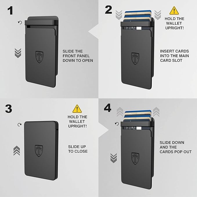 TRAVANDO SLYDE Aluminum Card Holder - RFID Blocking Slim Wallet for Men with Money Clip – Holds Up to 9 Cards – RFID Protected Credit Card Mens Wallet