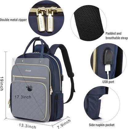LOVEVOOK Laptop Backpack for Women, Water Resistant Travel Work Backpacks Purse Stylish College Business Teacher Nurse Computer Bag with USB Charging Port, Fits 17" Laptop