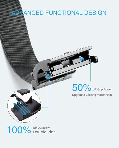 CHAOREN Nylon Ratchet Belts for Men - Adjustable Casual Work Belt with Slide Buckle - Trim to Fit