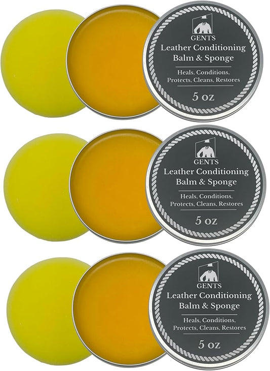 G.B.S Leather Milk Conditioner & Cleaner All Natural, Non-Toxic Leather Cleaner 5 Oz Healing Balm Restores Dry, Cracked Scratched Leather with Sponge - Pack of 3