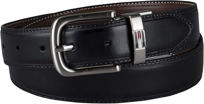 Tommy Hilfiger Men's Reversible Leather Belt, 2‑in‑1 Design for Dress Or Casual Wear