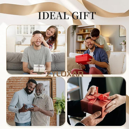 Genuine Leather Wallet for Men Slim Magnetic Flip Bifold with Money Clip and Metal Card Case Holds 9 Cards Ideal for Gifts and Daily Use (Black)