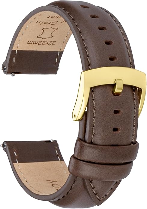 OTTOODY Leather Watch Bands Quick Release, Elegant Top Grain Leather Watch Straps for Men & Women, Choice of Color & Width - 18mm, 19mm, 20mm, 21mm or 22mm Wristbands Bracelet for Watch & Smartwatch