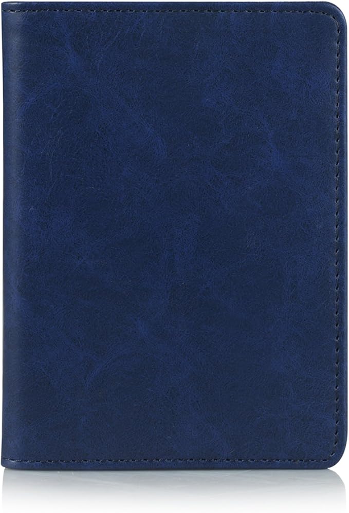 EpicGadget RFID Blocking Premium Leather Passport Holder Travel Wallet Cover Case (Navy Blue)