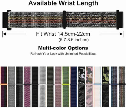 WOCCI 20mm Adjustable Nylon Watch Band, Quick Release Sport Loop Strap (Midnight)