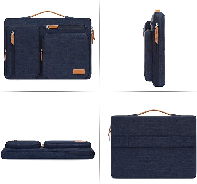 MOSISO 360 Protective Laptop Case 16 inch, 15-15.6 inch Laptop Sleeve Compatible with MacBook Pro 16, HP Acer Dell Lenovo ASUS, Side Open Carrying Case with 4 Zipper Pockets&Handle, Navy Blue