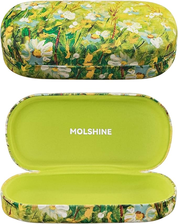 molshine Hard Shell Leather Sunglasses Case,Classic Large Glasses Case for Women Men,Sunglass Eyeglasses