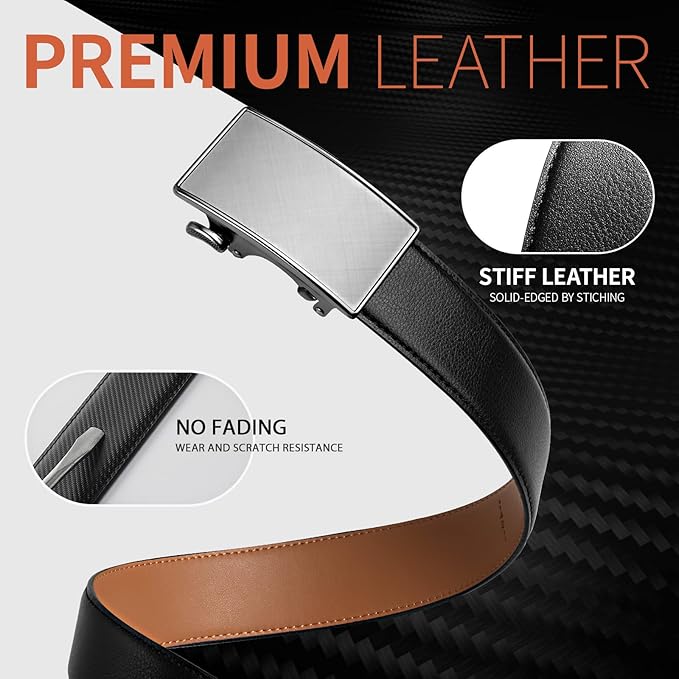Zitahli Ratchet Belts for Men,Adjustable for Gift mens belt Leather For Dress and Casual Trim to Fit,Men's Accessories
