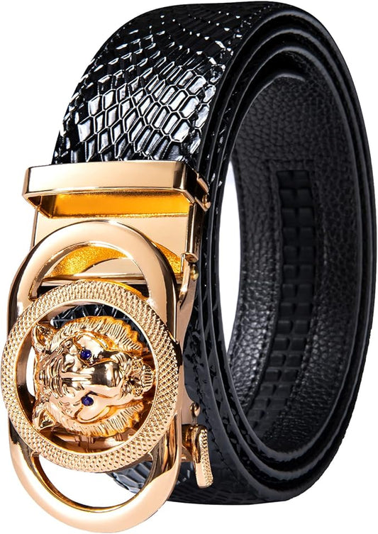 Barry.Wang Mens Belts Leather Ratchet Automatic Buckle Slide Click 1 3/8" Designer Dress Fashion Classic Casual Work Business
