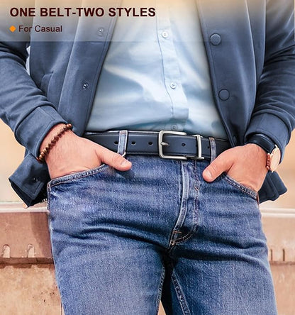 BULLIANT Men's Belt,Reversible Belt Adjustable For Gift Men 1.25”-Cut For Fit-2 Sides in 1 Belt(Not 2)