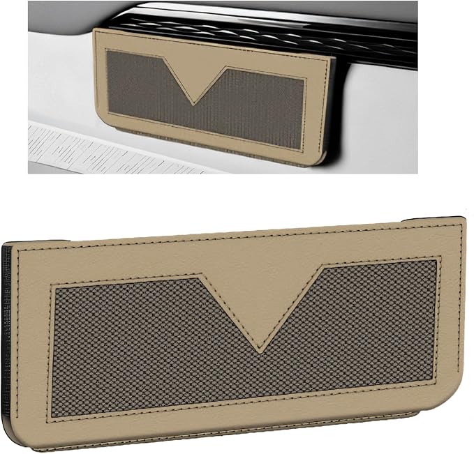 Car Sunglasses Case, PU Leather Pocket Self-Adhesive Storage Pouch for Vehicle Door Window Console, Multifunctional Vehicle Interior Organizer for Glasses Phones Wallets Keys (Beige)