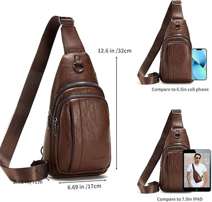 Seoky Rop Sling Backpack for Men Sling Bag Crossbody Shoulder Bags Travel Bag Purse with Water Resistant Dark Brown