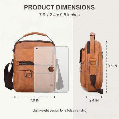 Men's Leather Crossbody Bag, Casual leather Bag for Men, Crossbody Bag Office Business,Handbag Purse Zipper