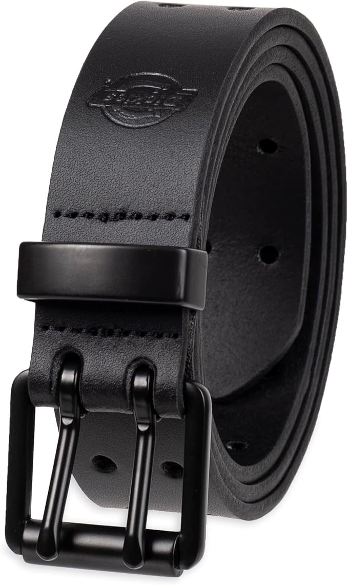 Dickies Men's Double Prong Leather Work Belt – Fully Adjustable, Regular & Big and Tall Sizes