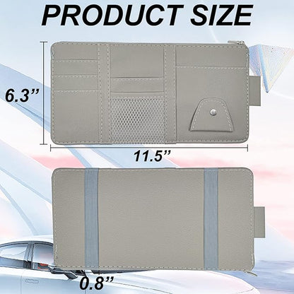 Keedolla 2Pcs Car Sun Visor Organizer with Zipper Pocket, Car Truck Visor Storage Pouch Holder Travel Auto Document Holder for Mobile Phone, Sunglasses, Card - Gray