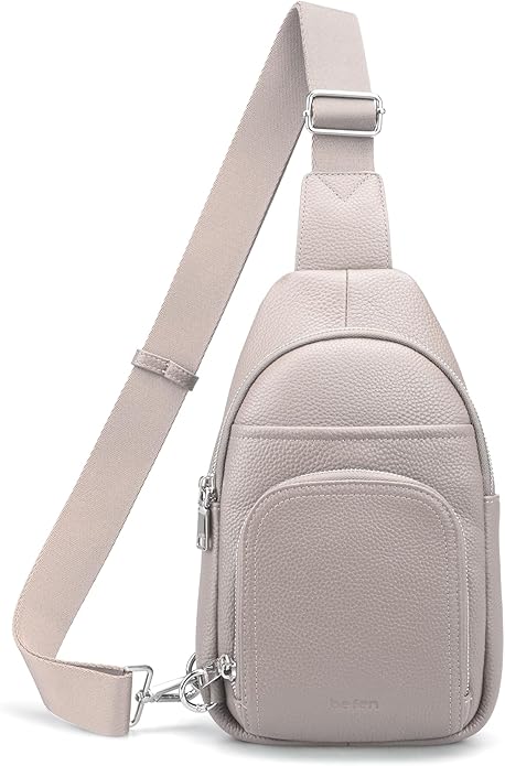 befen Genuine Leather Small Crossbody Sling Bags for Women Anti-Theft Fanny Packs Chest Bags Purse with Built in RFID Wallet