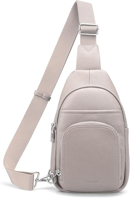 befen Genuine Leather Small Crossbody Sling Bags for Women Anti-Theft Fanny Packs Chest Bags Purse with Built in RFID Wallet