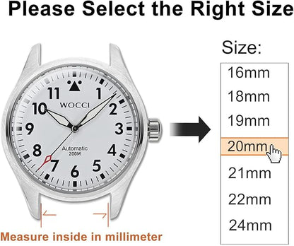 WOCCI 22mm Adjustable Nylon Watch Band, Quick Release Sport Loop Strap (Army Green)