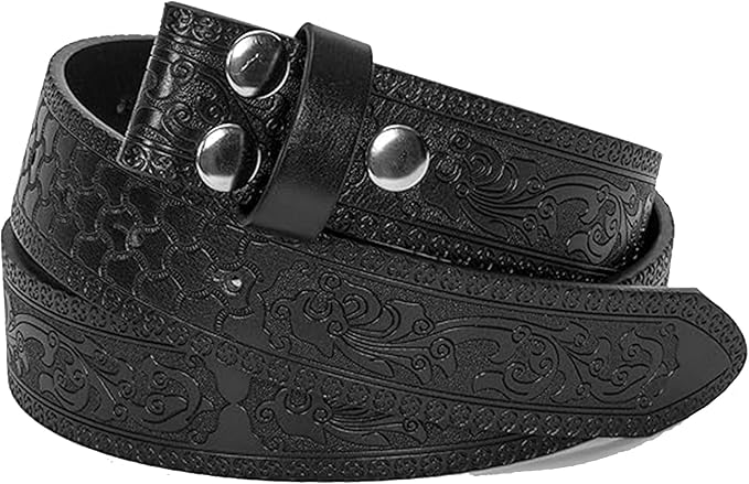 IZUS Vintage Western Belt Strap without Buckle Longhorn-Bull-Embossed Cowboy Belt for Women Men 1-1/2" Wide PU Leather Strap