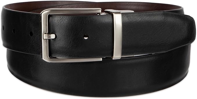 Haggar Men's 2-in-1 Reversible Leather Belt for Dress Pants, Suits, Khakis - Classic, Business Casual, Formal, Work