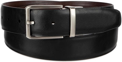 Haggar Men's 2-in-1 Reversible Leather Belt for Dress Pants, Suits, Khakis - Classic, Business Casual, Formal, Work