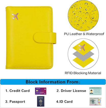 Melsbrinna Premium Leather Passport Holder Covers Case, Waterproof Rfid Blocking Travel Wallet Passport Holder with Pen Holder, Cute Passport Book for Women/Men