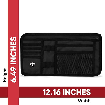 Firestone 1 Pack Sun Visor Organizer Car Accessories for Men & Women, Multi Pocket Visor Storage with Pockets & Card Slots, Eyeglass Holder, Document Holder & Pen Slots - Fits Most Vehicles