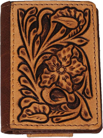 CHALLENGER Men's Western Floral Hand-Tooled Tooled Magnetic Money Clip Minimalist Wallet 18RTW76M