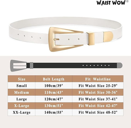 Women's Leather Belts for Jeans Pants Fashion Leather Waist Belt Ladies Dress Belts with Gold/Silver Buckle