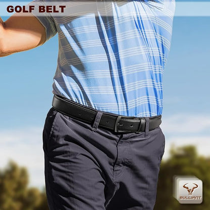 BULLIANT Men Belt 2Pack-Leather Belt 7Holes Comfortable For Men's Dress Casual Jeans 1 3/8"