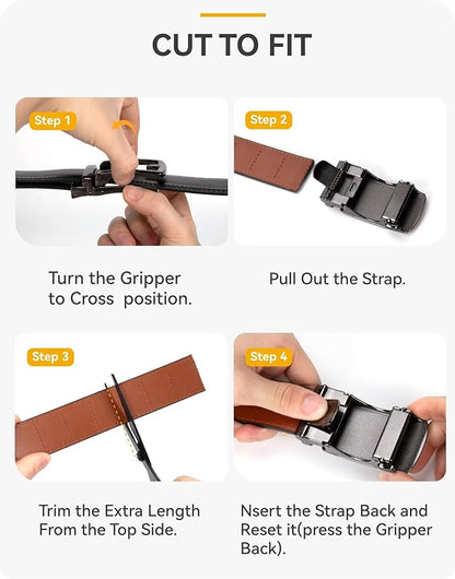 CHAOREN Mens Belt Leather Ratchet Belt 2 Pack - Customizable Fit, Effortless Style (35mm)