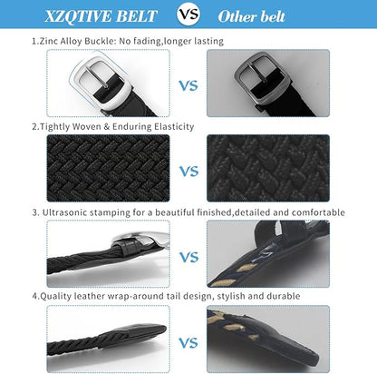 XZQTIVE Braided Belt Stretch Belt for Men and Women Multicolored Woven Golf Belt Elastic Jean Belts