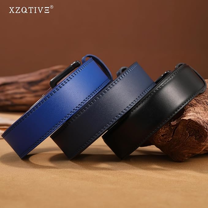 XZQTIVE Men’s Metal Free Belt Hypoallergenic Leather Belts For Jeans Dress Nickle Free TSA Belt With Black Buckle