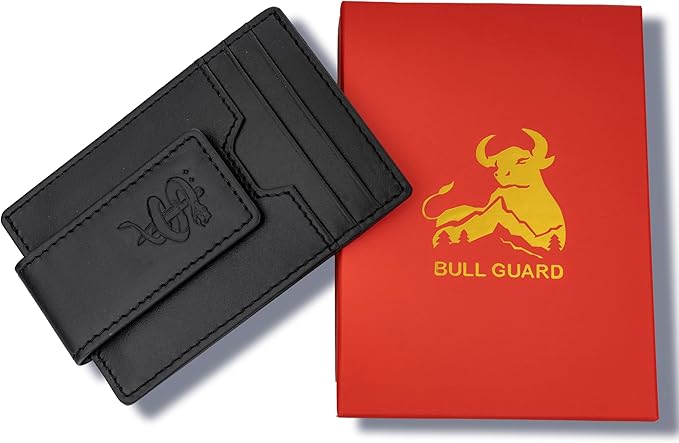 BULL GUARD Magnetic Money Clip Men's Wallet Crafted from Genuine Leather, Slim Front Pocket Minimalist Card Case RFID Secure | Magnetic Money Clip, Slim, Front Pocket, Minimalist, Card Case