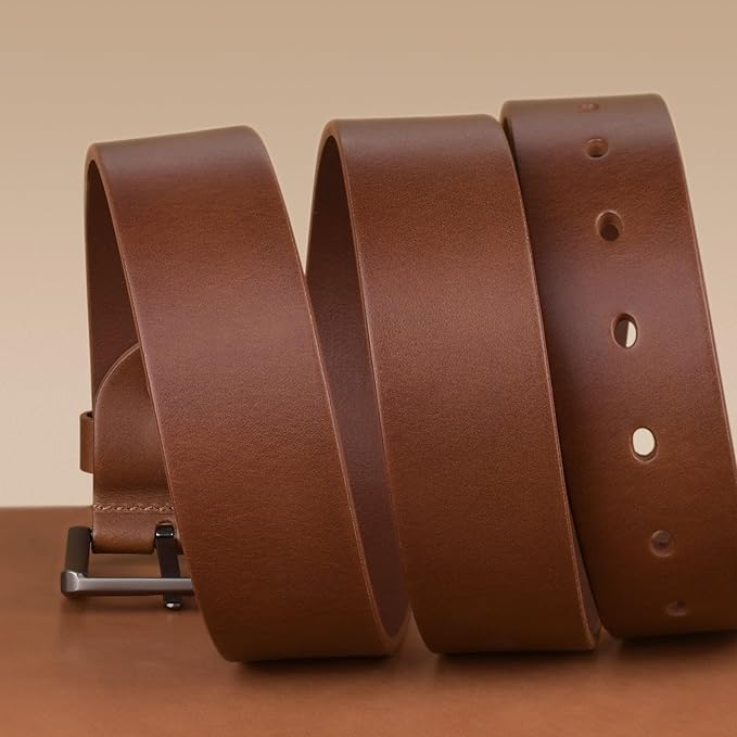 Buffway Men’s Full Grain Leather Belt – Solid One-Piece Leather, 1.5” Wide for Jeans & Business Casual, Gift Box Included
