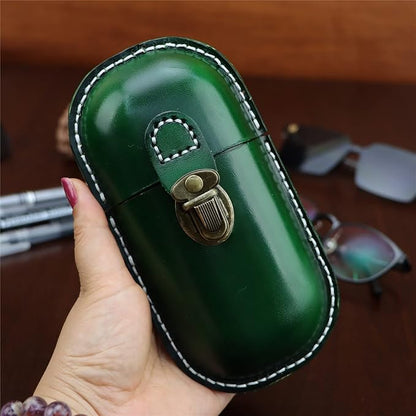 Leather Eyeglass Case Hard Shell Retro Men And Women Sunglasses Nearsighted Glasses Locking clasp Protection Box