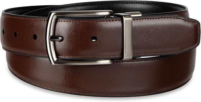 Haggar Men's 2-in-1 Reversible Leather Belt for Dress Pants, Suits, Khakis - Classic, Business Casual, Formal, Work