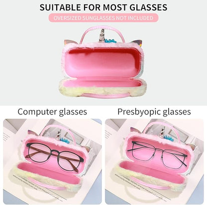 PERFECTSIGHT Hard Shell Eyeglasses Case, PU Leather Protective Glasses Case, Cute Eyeglass Case for Women Men Girls