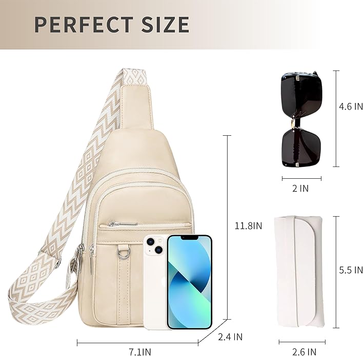 Sling Bag Set, PU Leather Sling Bag, Multi-Zipper Design for Travel, Outdoors, Valentine’s Day Gifts