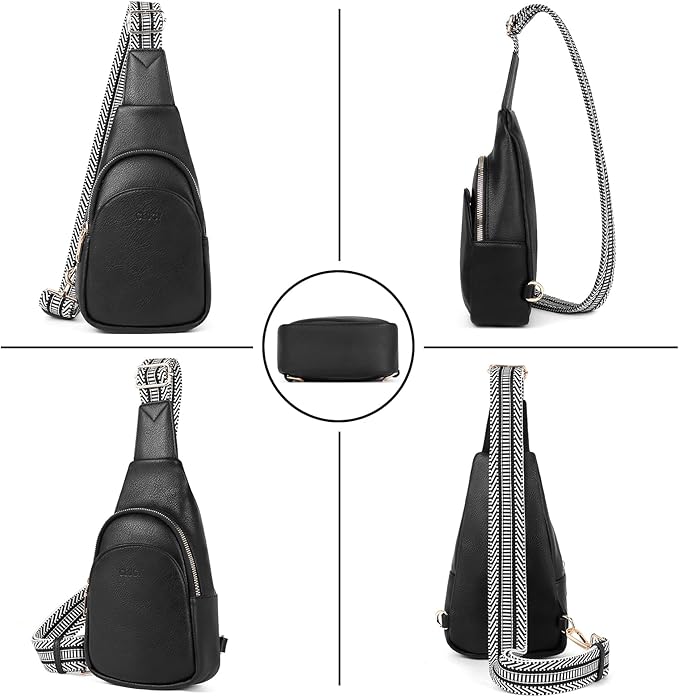 CLUCI Small Sling Bag for Women, Vegan Leather Fanny Pack Crossbody Bags for Women, Chest Bag With Guitar Strap