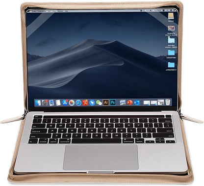 MOSISO Laptop Sleeve Case Compatible with MacBook Air 13 inch M4 A3240 M3 A3113 M2 A2681 M1 A2337 A2179 A1932 2025-2018/Pro 13 inch M2 M1 2025-2016, PU Leather Vintage Portfolio Cover, Ivory White
