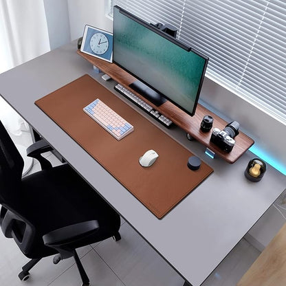 MAIDERN 40" x 16" Cork & Leather Desk Pad, Large XXL Mat, Full Mouse Pad, Reversible Protector for Gaming Home Office (Brown)
