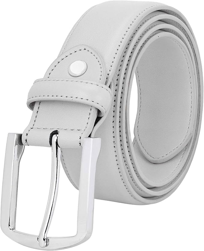 Falari Men Genuine Leather Casual Dress Belt With Single Prong Buckle, Classic Style Belt