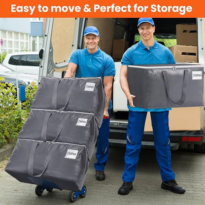 BlissTotes Large Moving Boxes and with Zippers & Handles Moving Supplies with lids, Heavy Duty Totes for Storage Bags for Space Saving, Fold Flat, Moving and Storing 125L, 8 Pack